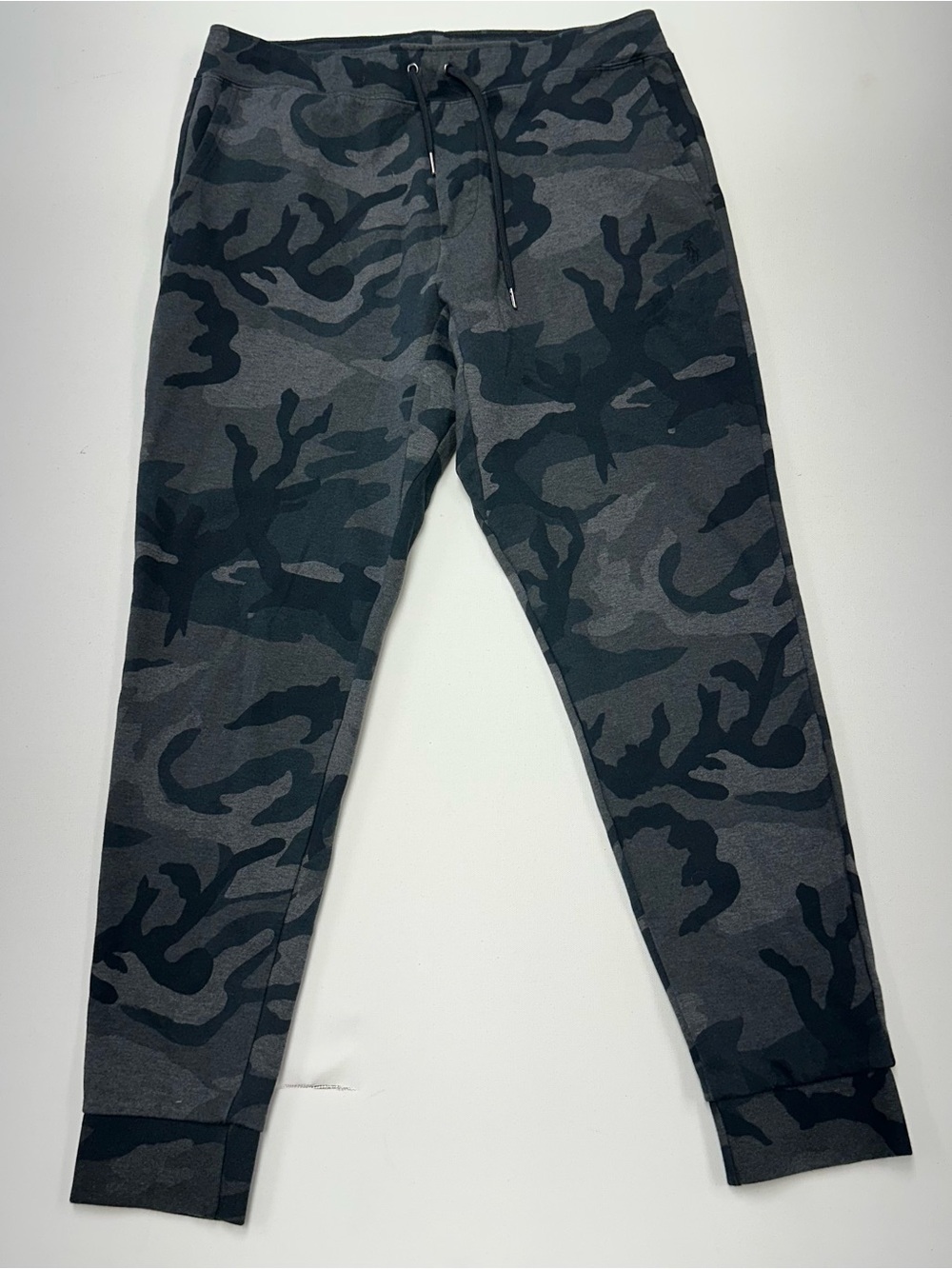 Polo Ralph Lauren Double Knit Jogger Sweatpants Camouflage Pony Mens Large Black